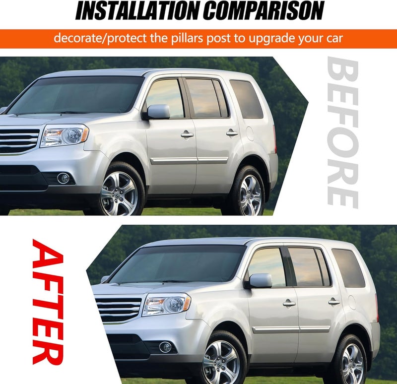 BASIKER Fit for Honda Pilot 2009 to 2015 Pillar Post Trim Kit, Door Window B Pillar Glossy Black Cover, Strong Toughness PC Material - Image 5